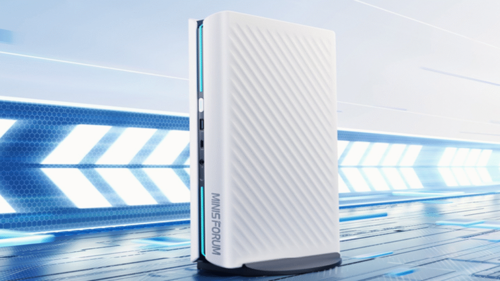 This tiny white tower packs an RTX 5060 GPU and a Ryzen 9 8945HX CPU, but looks nothing like a mini PC